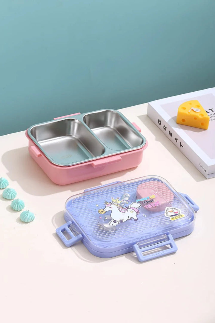 🍱 2-Layer Stainless Steel Bento Lunch Box | Rectangle 3 Compartments with Sauce Bowl & Spoon waodeals