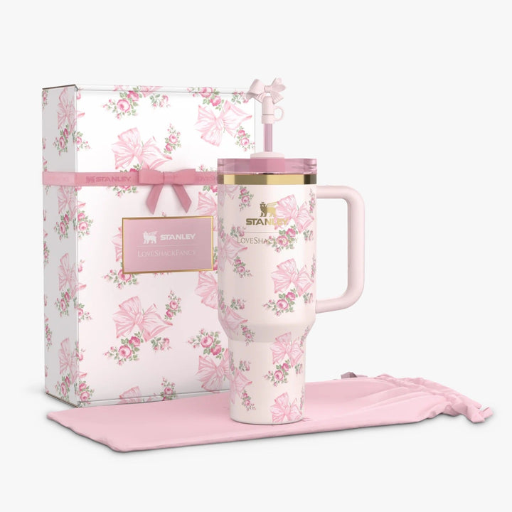 Stanley X LoveShackFancy Holiday Quencher 40oz – Rosa Beaux Pink Tumbler for Girls & Women 🌸✨💕 waodeals