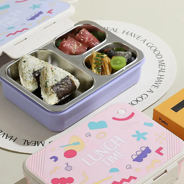 Stailess Steel- 3 Compartment Bento Lunch Box WaoDeals