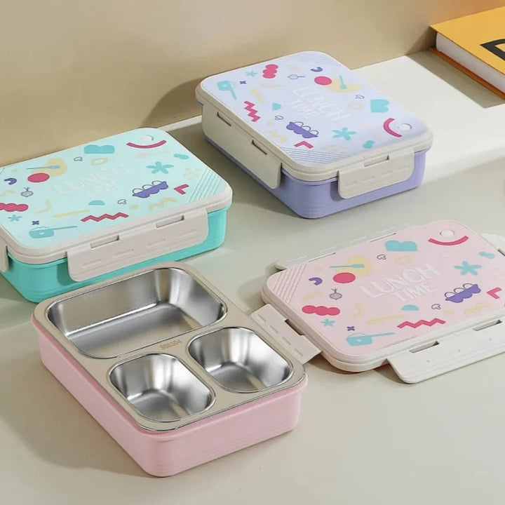 Stailess Steel- 3 Compartment Bento Lunch Box WaoDeals