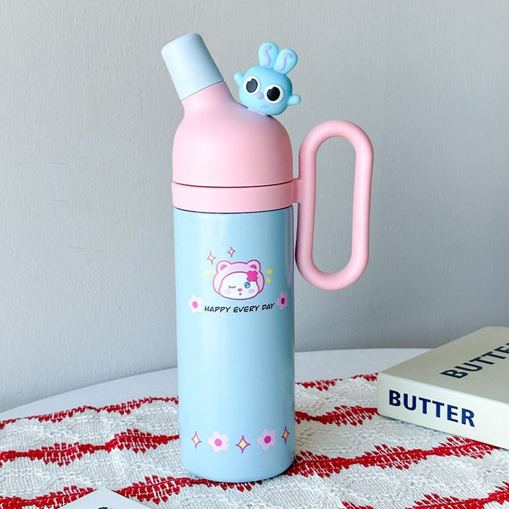 🌈 Little Angel 800ml Stainless Steel Tumbler – Hot & Cool, Cute Kids Water Bottle 🐰 WaoDeals
