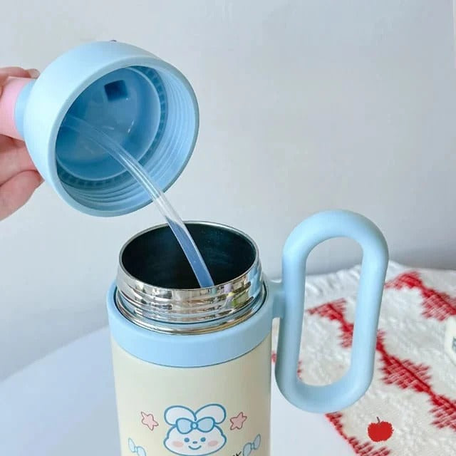 🌈 Little Angel 800ml Stainless Steel Tumbler – Hot & Cool, Cute Kids Water Bottle 🐰 WaoDeals