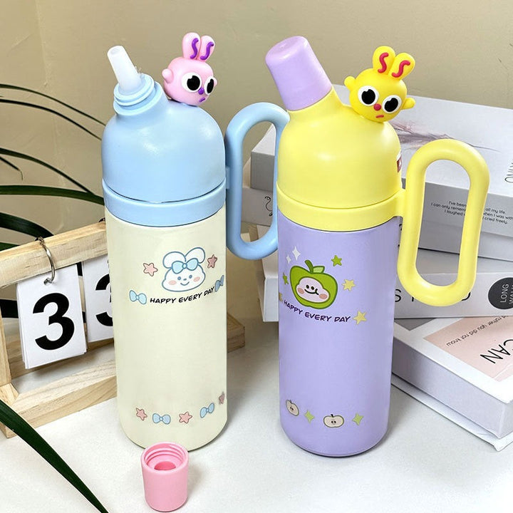 🌈 Little Angel 800ml Stainless Steel Tumbler – Hot & Cool, Cute Kids Water Bottle 🐰 WaoDeals