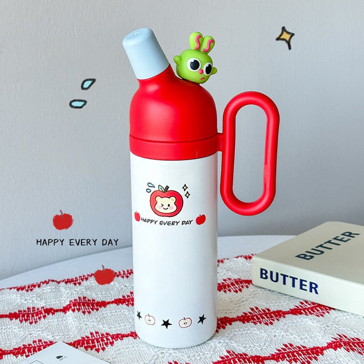 🌈 Little Angel 800ml Stainless Steel Tumbler – Hot & Cool, Cute Kids Water Bottle 🐰 WaoDeals