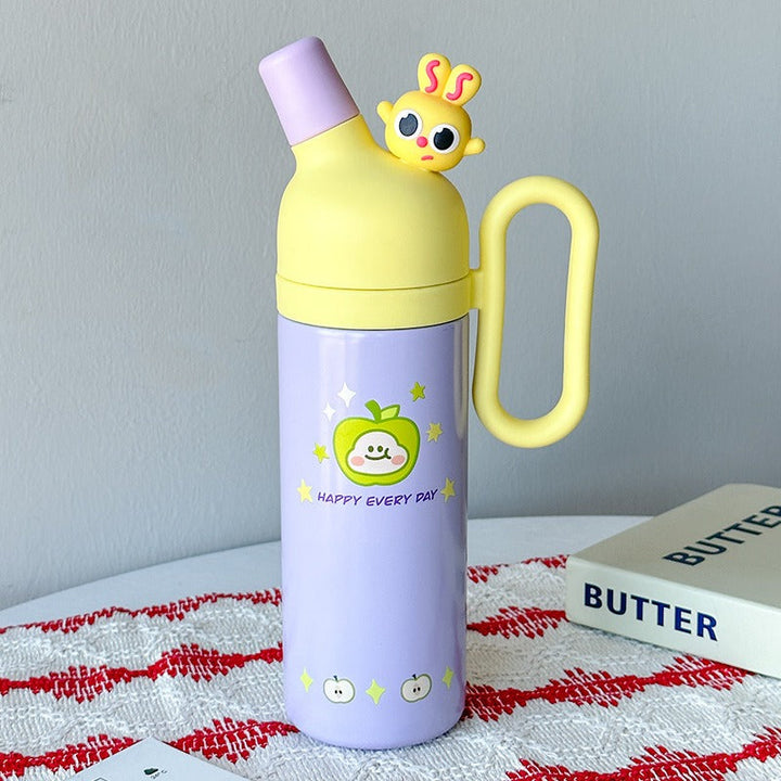 🌈 Little Angel 800ml Stainless Steel Tumbler – Hot & Cool, Cute Kids Water Bottle 🐰 WaoDeals