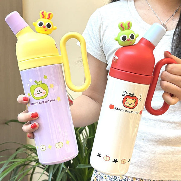 🌈 Little Angel 800ml Stainless Steel Tumbler – Hot & Cool, Cute Kids Water Bottle 🐰 WaoDeals