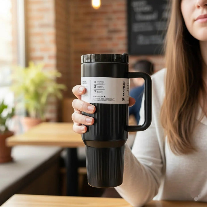 Stanley Quencher H2.0 Tumbler with Handle and Straw 40 oz | Flowstate 3-Position Lid | Cup Holder Compatible for Travel | Fluted Black waodeals