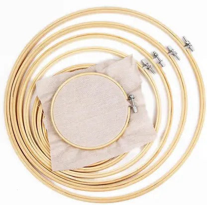 🧵 Super Strong Wooden Embroidery Hoop Frame | Premium Bamboo Cross Stitch Ring | Adjustable 🎨 waodeals