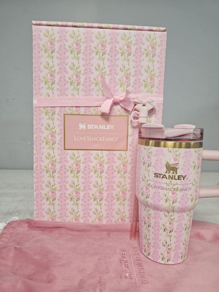 Stanley X LoveShackFancy Holiday Quencher 20 OZ Blooming Heirloom Pink waodeals