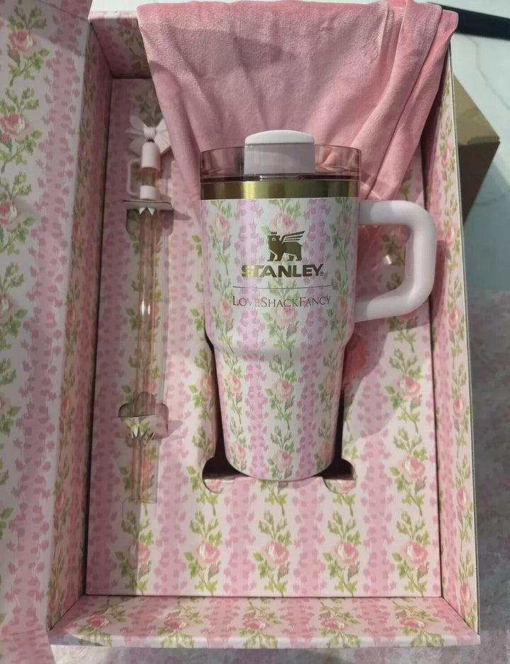 Stanley X LoveShackFancy Holiday Quencher 20 OZ Blooming Heirloom Pink waodeals
