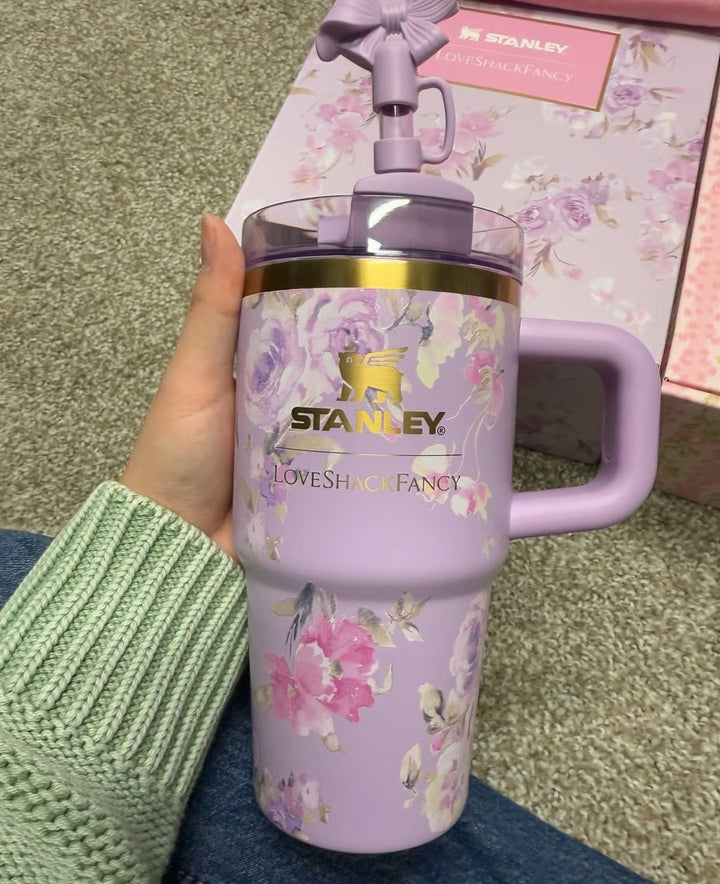Stanley x LoveShackFancy Flowstate Quencher 20oz Tumbler Happy Thoughts waodeals
