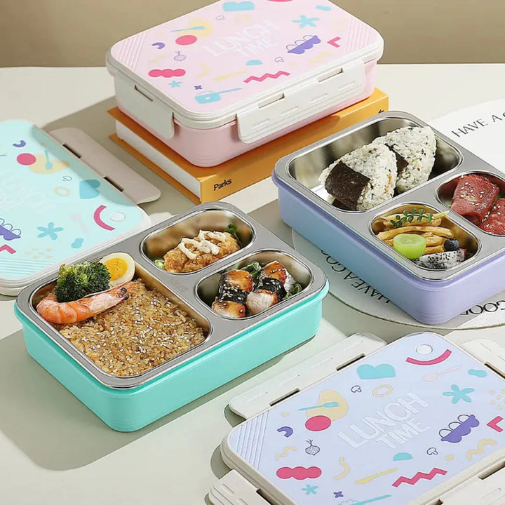 Stailess Steel- 3 Compartment Bento Lunch Box WaoDeals