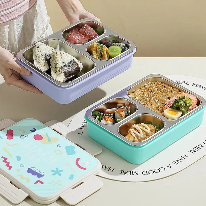 Stailess Steel- 3 Compartment Bento Lunch Box WaoDeals