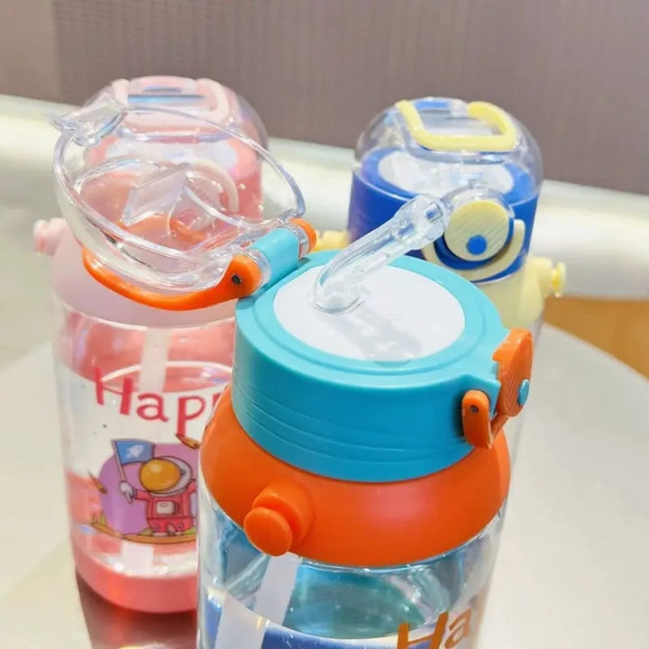 700ML Cartoon Water Bottle For Kids With Straw & Strap waodeals