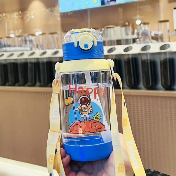 700ML Cartoon Water Bottle For Kids With Straw & Strap waodeals