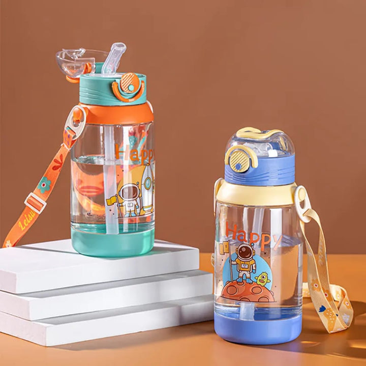700ML Cartoon Water Bottle For Kids With Straw & Strap waodeals