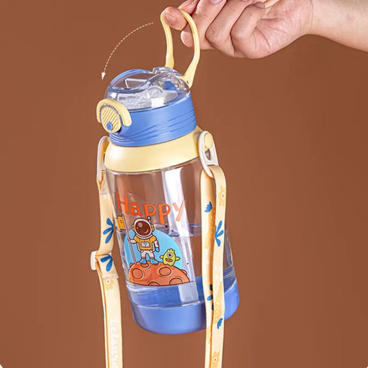 700ML Cartoon Water Bottle For Kids With Straw & Strap waodeals