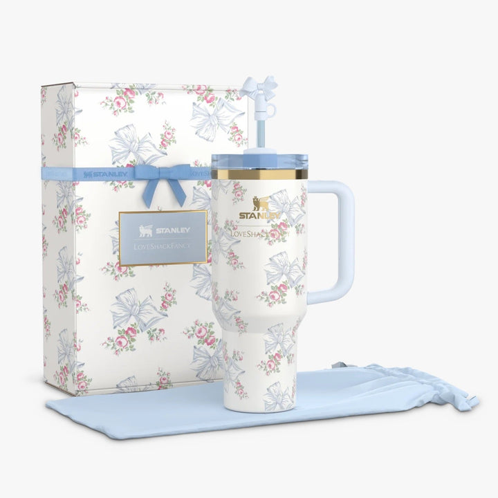 Stanley X LoveShackFancy Quencher 40oz – Holiday Limited Edition in Rosa Beaux Blue 💎🌸💖 waodeals