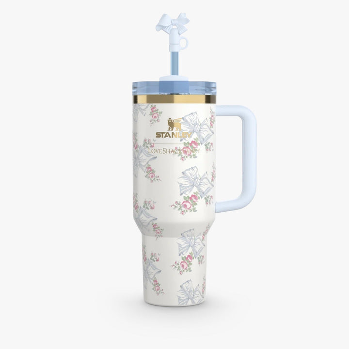 Stanley X LoveShackFancy Quencher 40oz – Holiday Limited Edition in Rosa Beaux Blue 💎🌸💖 waodeals