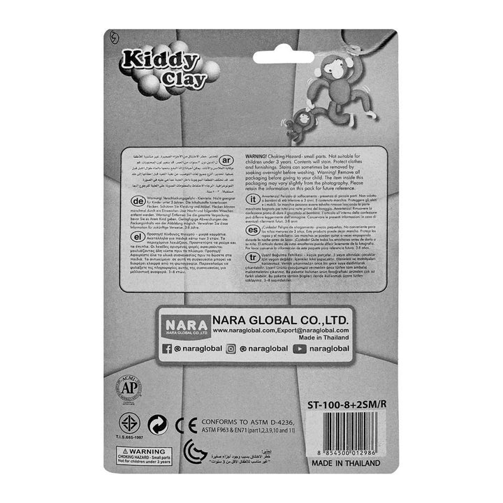 🎨 Kiddy Clay 8 Bright Colors Modeling Clay with 2 Molds & 1 Roller | Never Dries Out | Made in Thailand 🧒✨ waodeals