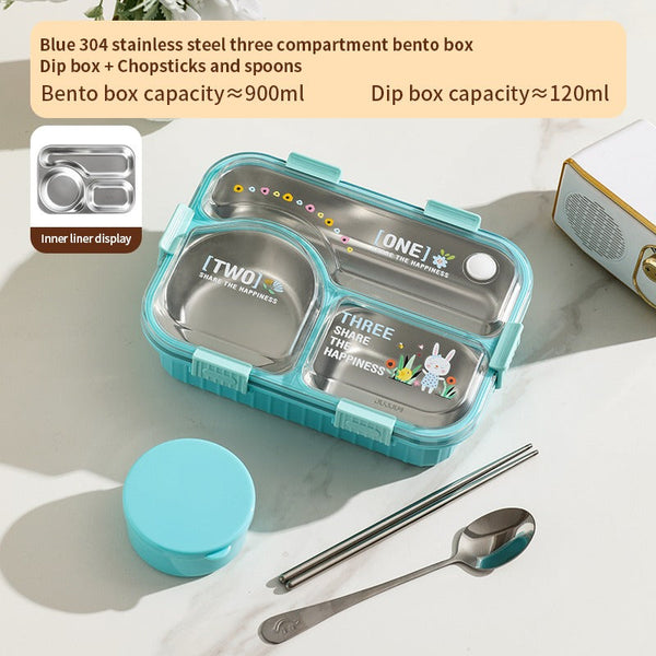 🍱 SmartMeal Stainless Steel Bento Lunch Box (3 Grid) with Bowl – 100% Leakproof, Airtight & BPA-Free waodeals