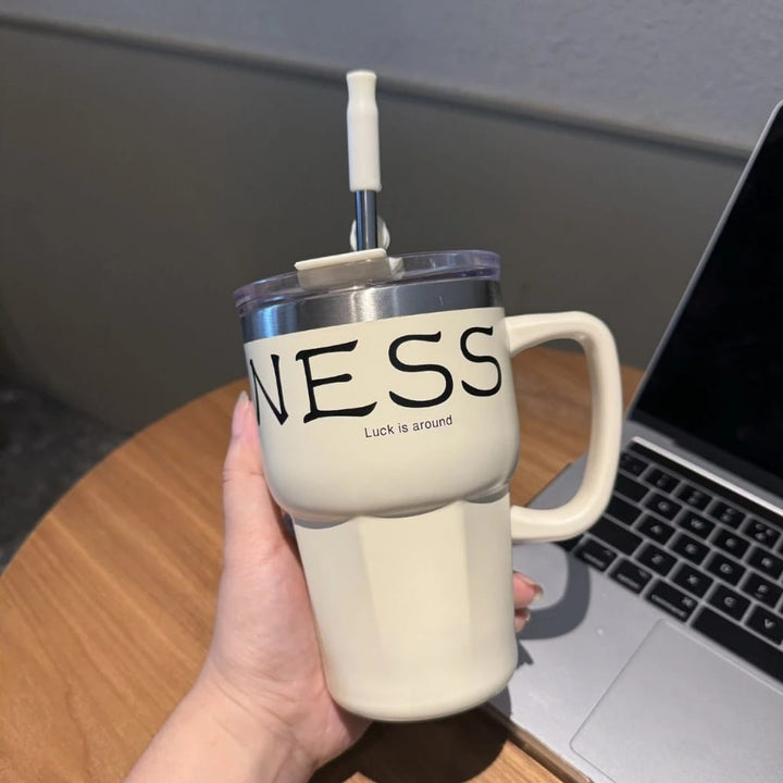 600ml Insulated Coffee Mug Tumbler with Handle | Stainless Steel Travel Mug waodeals