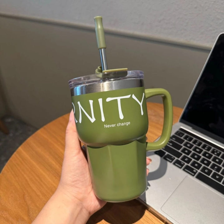 600ml Insulated Coffee Mug Tumbler with Handle | Stainless Steel Travel Mug waodeals