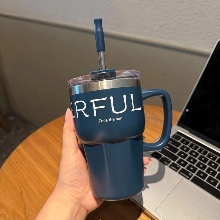600ml Insulated Coffee Mug Tumbler with Handle | Stainless Steel Travel Mug waodeals