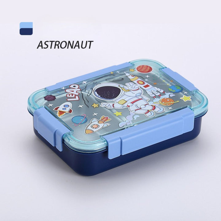 Cartoon Kids Bento Lunch Box | Stainless Steel | 2 Compartments with Cutlery waodeals