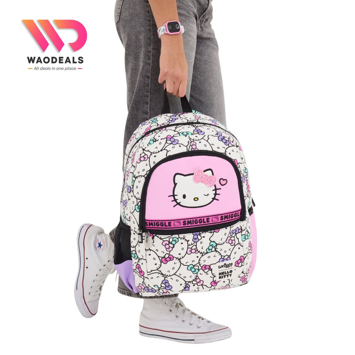 🎒 Original Smiggle 17-Inch Hello Kitty Classic School Backpack✨ waodeals