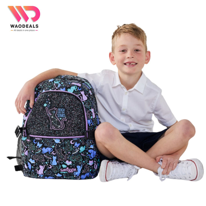 🐾 Original Smiggle 17 Inch Black Cat School Backpack For Girls 🎒 | Fun Fair Classic Bagpack ✨ waodeals