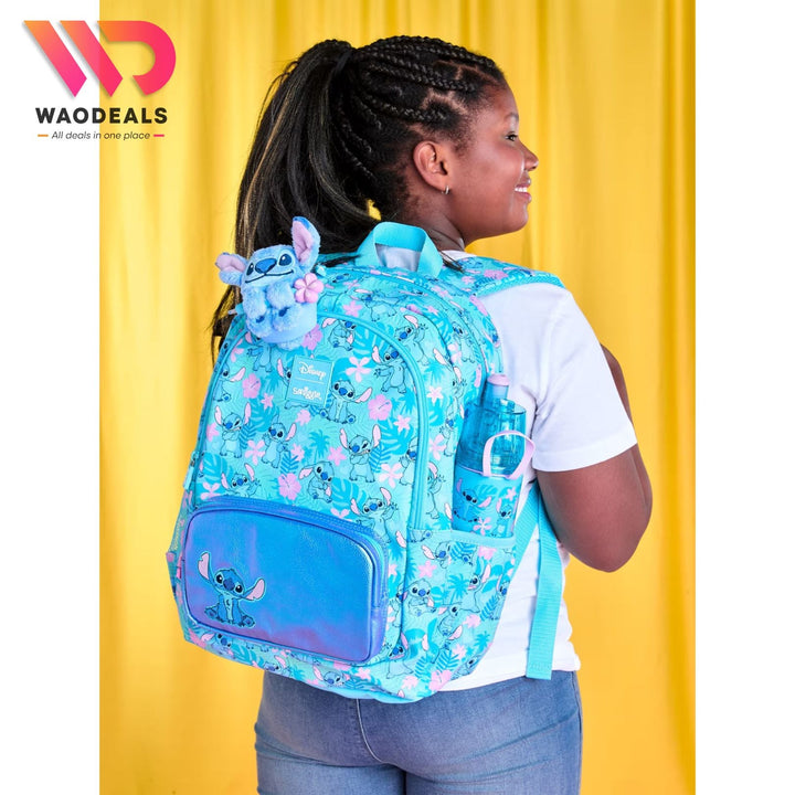 🎒 Original Smiggle 17-Inch Stitch School Backpack | Classic Stitch Bag with 3 Zipped Compartments | Cute Durable Kids School Bag ✨ waodeals