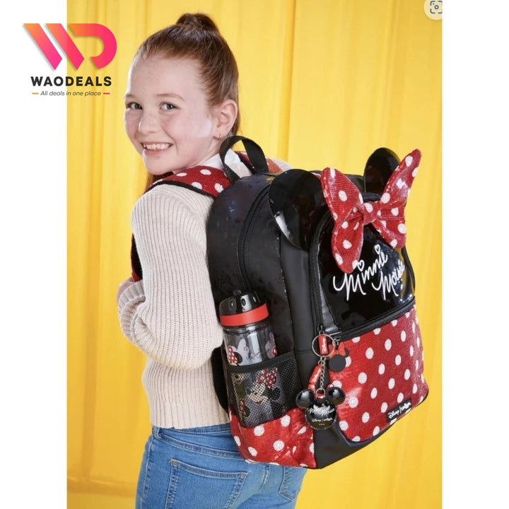 🎀 Original Smiggle 17-Inch Minnie Mouse School Backpack | Classic Disney Bag with 3 Zipped Compartments ✨ waodeals