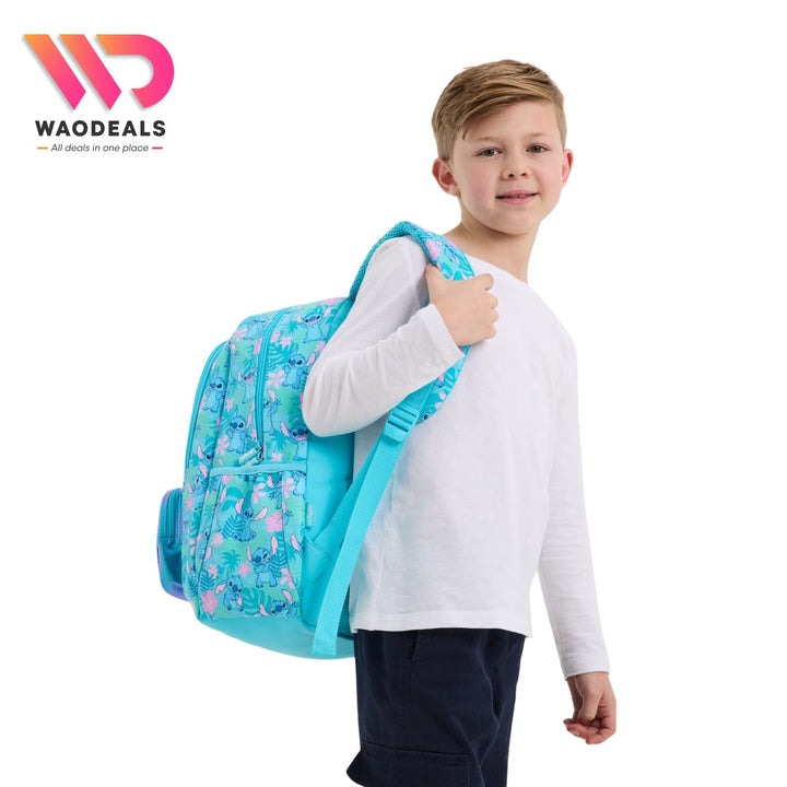🎒 Original Smiggle 17-Inch Stitch School Backpack | Classic Stitch Bag with 3 Zipped Compartments | Cute Durable Kids School Bag ✨ waodeals