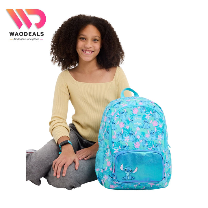 🎒 Original Smiggle 17-Inch Stitch School Backpack | Classic Stitch Bag with 3 Zipped Compartments | Cute Durable Kids School Bag ✨ waodeals