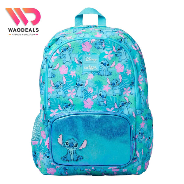 🎒 Original Smiggle 17-Inch Stitch School Backpack | Classic Stitch Bag with 3 Zipped Compartments | Cute Durable Kids School Bag ✨ waodeals