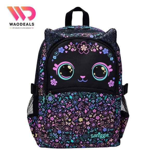 🎒 Original Smiggle 17-Inch Cat Eclipse School Backpack | Classic Kids Bag✨ waodeals