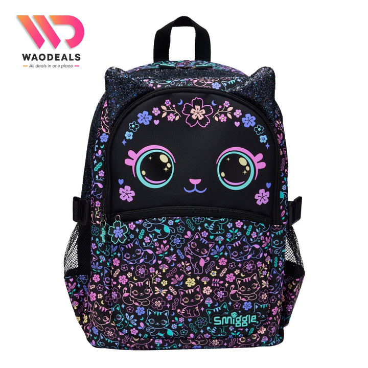 🎒 Original Smiggle 17-Inch Cat Eclipse School Backpack | Classic Kids Bag✨ waodeals