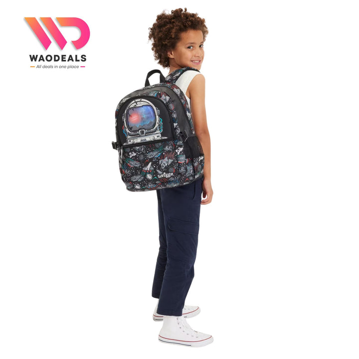 🚀 Original Smiggle 17-Inch Space Astronaut Eclipse Classic School Backpack ✨ waodeals