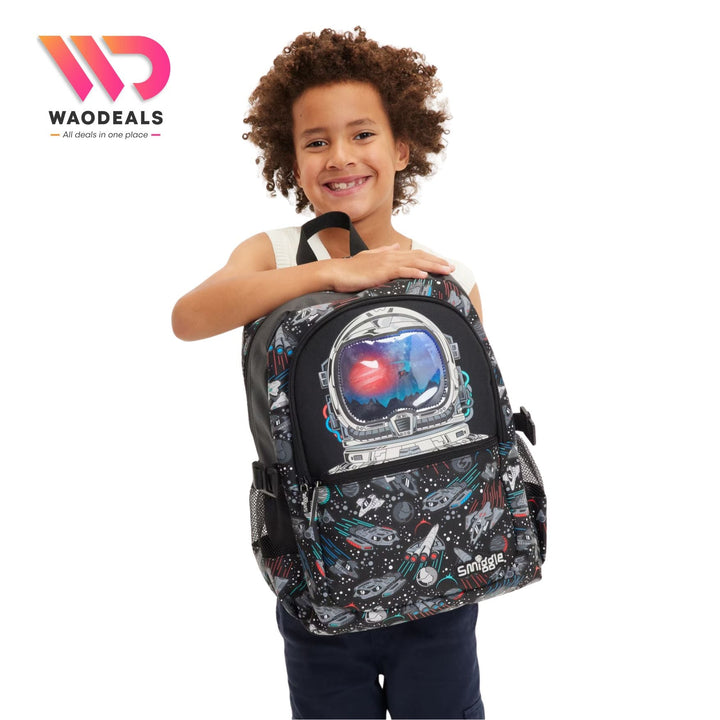 🚀 Original Smiggle 17-Inch Space Astronaut Eclipse Classic School Backpack ✨ waodeals