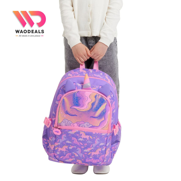 🦄 Original Smiggle 17-Inch Unicorn Eclipse Classic School Backpack | Kids Girls Boys Bag🎒✨ waodeals