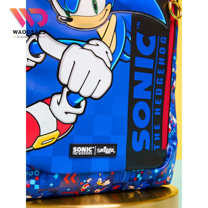 ✨ Original Smiggle 17-Inch Sonic Senior Kids School Backpack Boys Cartoon School Bag waodeals