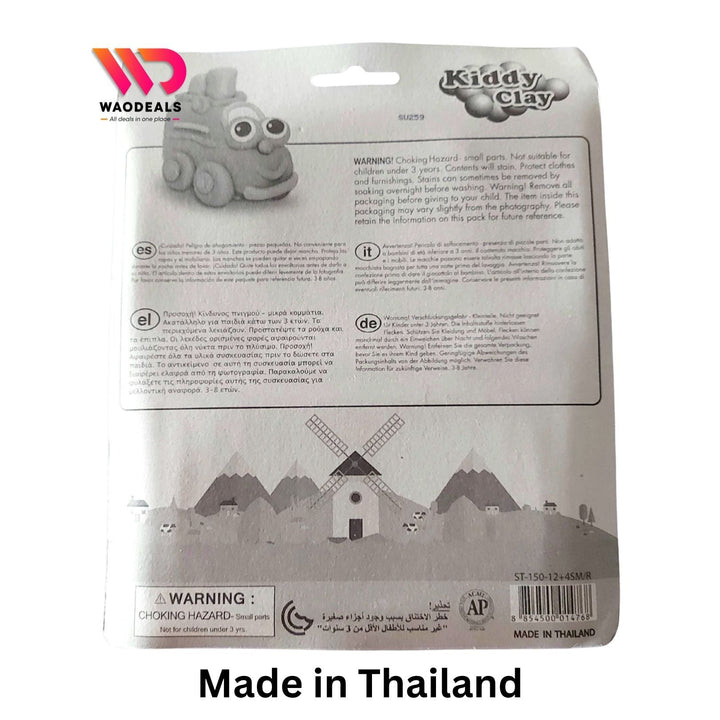 🎨 Kiddy Clay 12 Brighr Colors Modeling Clay with 4 Molds & 1 Roller | Never Dries Out | Made in Thailand 🧒✨ waodeals
