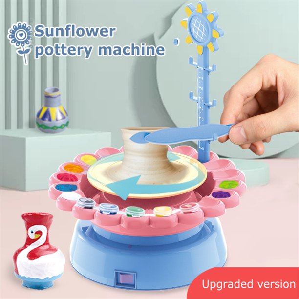 🎨 Rechargeable Sunflower Pottery Wheel Machine Clay Kit for Kids 🔋 waodeals