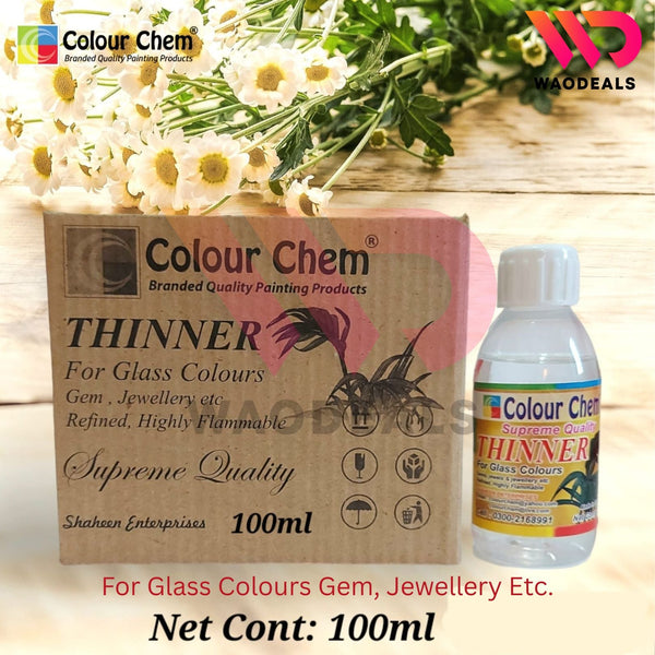 Colour Chem 100ml Thinner for Glass Colours, Gems & Jewellery Beads - High-Quality Mixing & Cleaning Solution waodeals