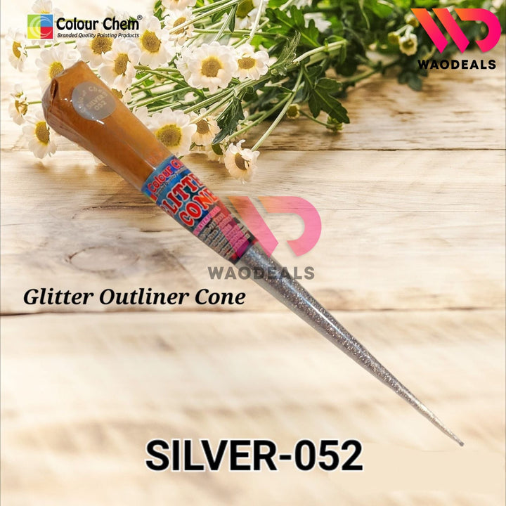 Pack of 4-Pcs Colour Chem Sparkle Glitter Fabric Cone Outliner _ Silver, Golden, Copper, Multicolour WaoDeals