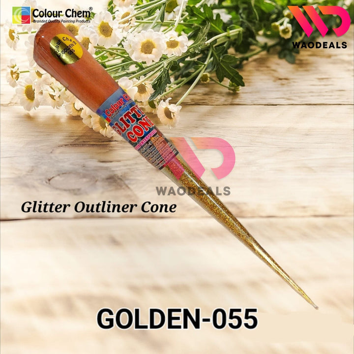 Pack of 4-Pcs Colour Chem Sparkle Glitter Fabric Cone Outliner _ Silver, Golden, Copper, Multicolour WaoDeals