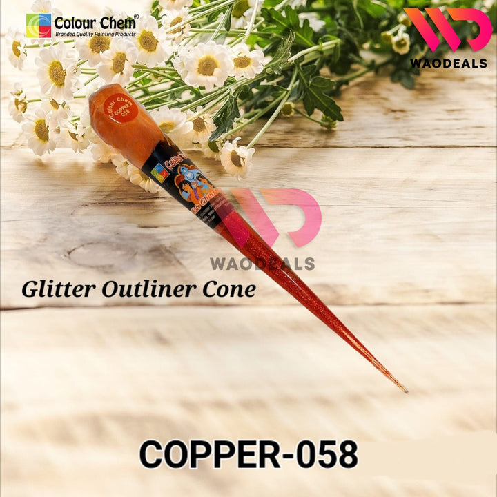 Pack of 4-Pcs Colour Chem Sparkle Glitter Fabric Cone Outliner _ Silver, Golden, Copper, Multicolour WaoDeals
