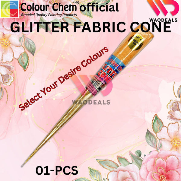 1Pc Colour Chem Sparkle Glitter Fabric Cone Outliner – Versatile Glitter Paint for Silk, Organza, All kind of Fabric, Wood, Metal & DIY Projects waodeals