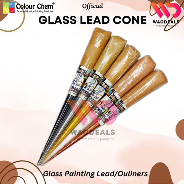 Pack of 5pcs Colour Chem 40ML Glass Outliner Cones – Liquid Lead for Stained Glass & DIY Art Designs 🎨🖌️ waodeals